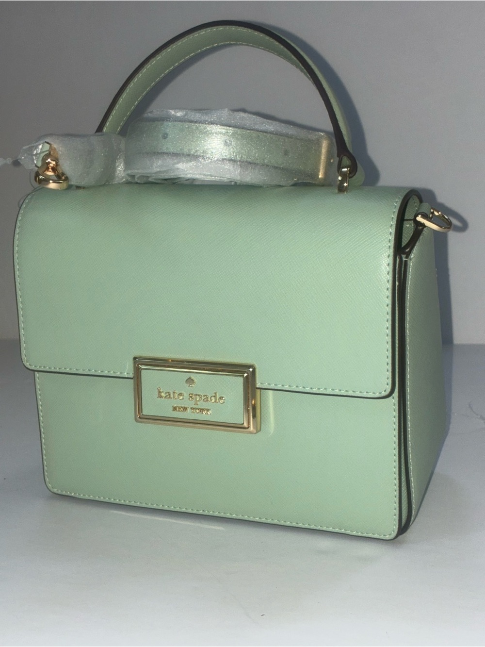 Kate Spade New York Satchel Top Handle Crossbody Leather Bag Green Pistachio
